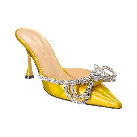 Mach & Mach Shoes - Mach & Mach Double Bow Leather Pump, Yellow